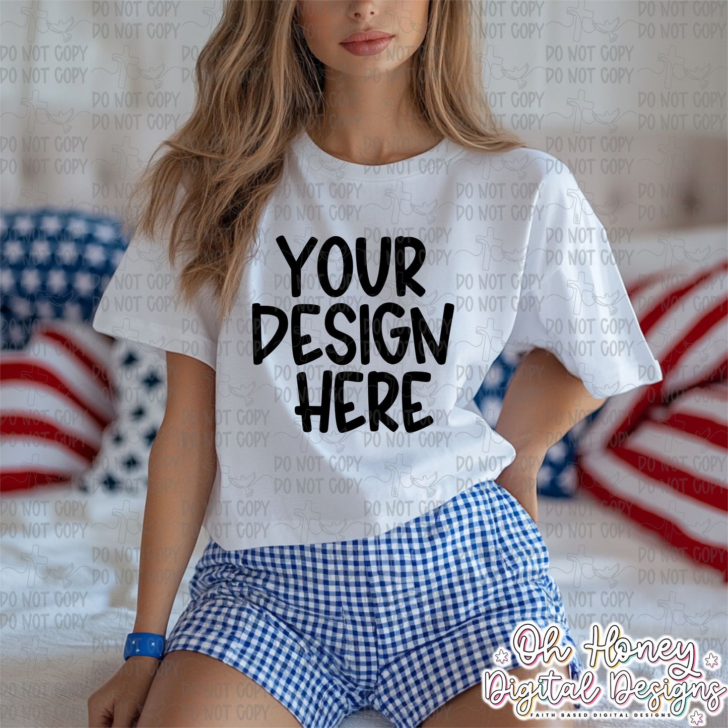 Unbranded White T-Shirt - 4th of July - Mockup