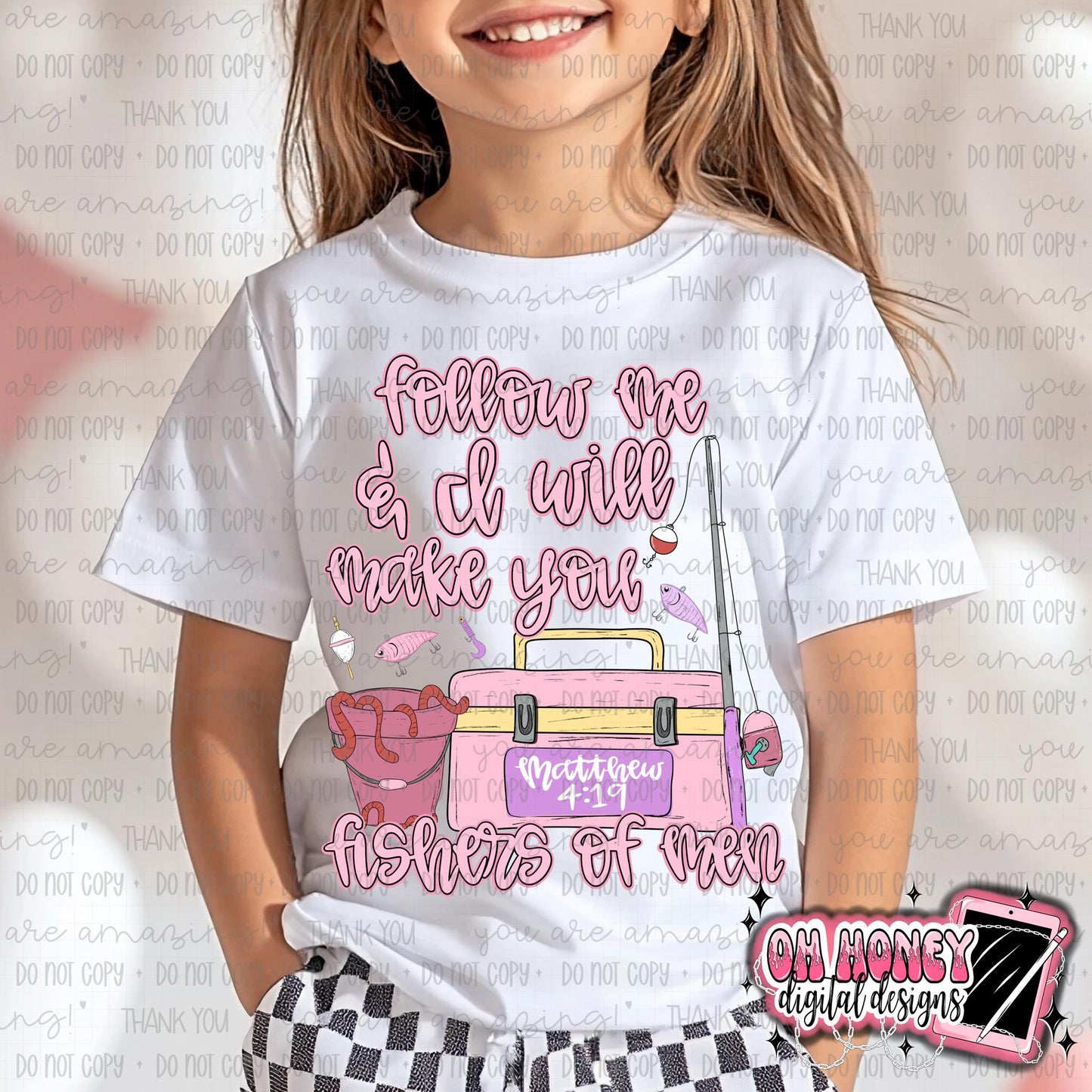 Follow Me & I Will Make You Fishers of Men - Pink & Purple - Matthew 4:19 - PNG March 2025
