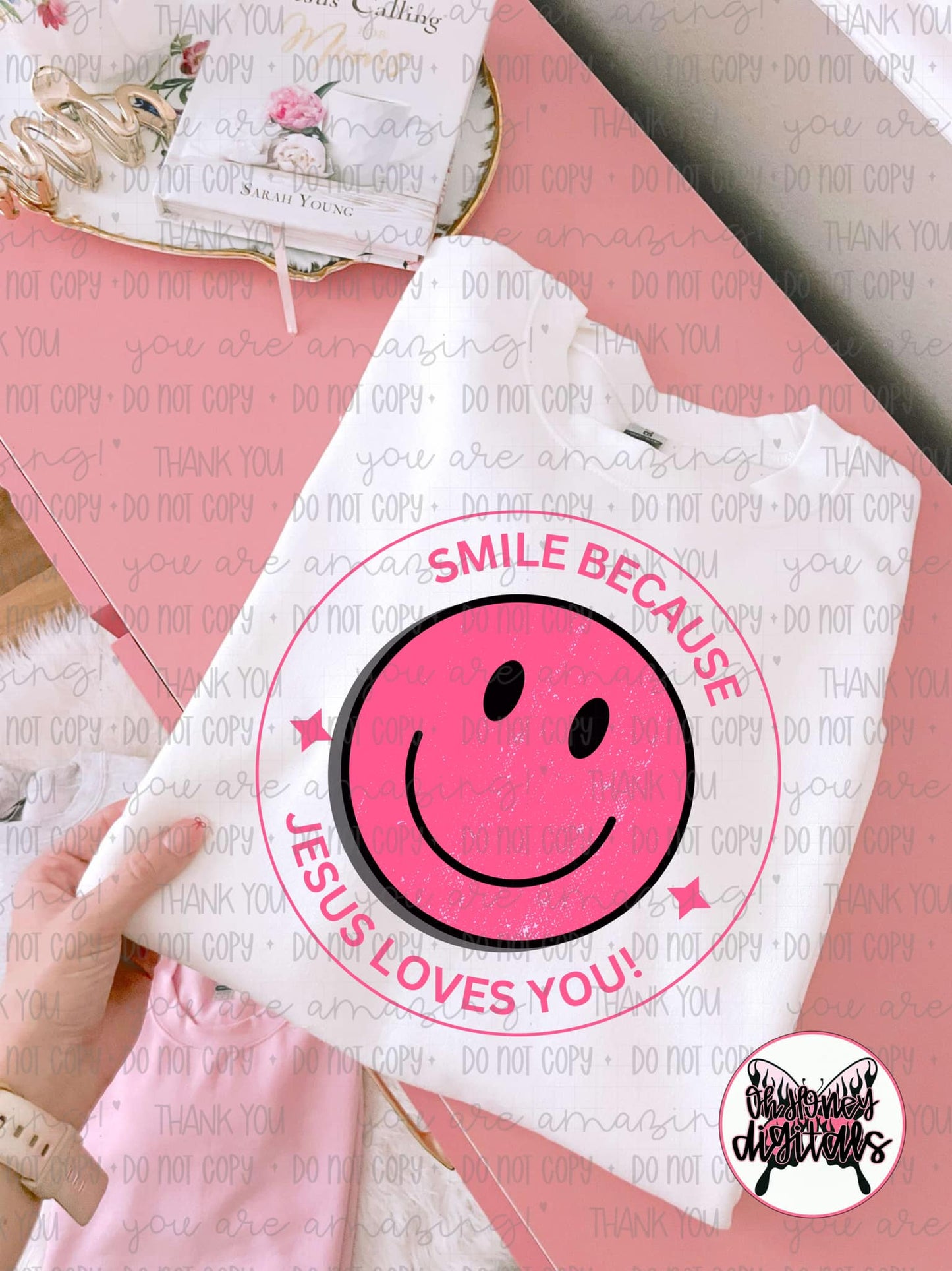 Smile Because Jesus Loves You - Pink - PNG April 2025