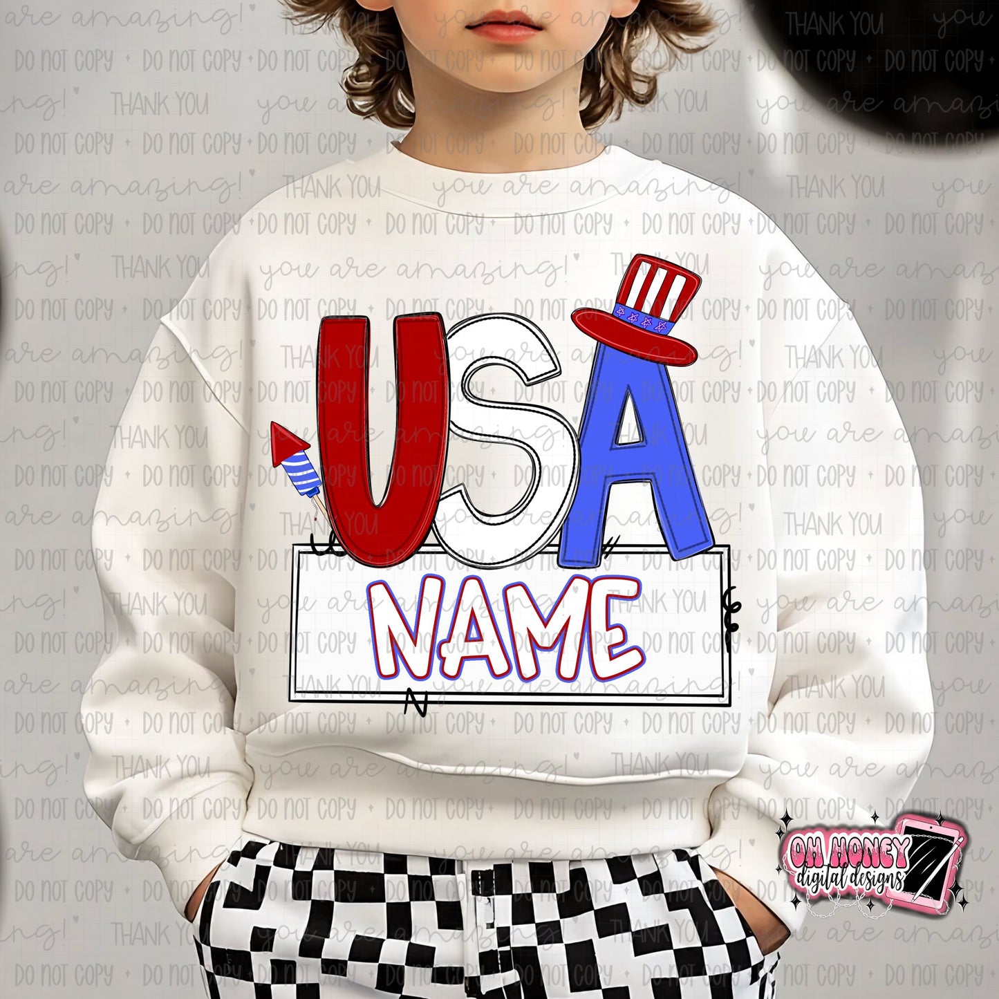 USA - With Hat - Name Template - PNG - JUNE 2025