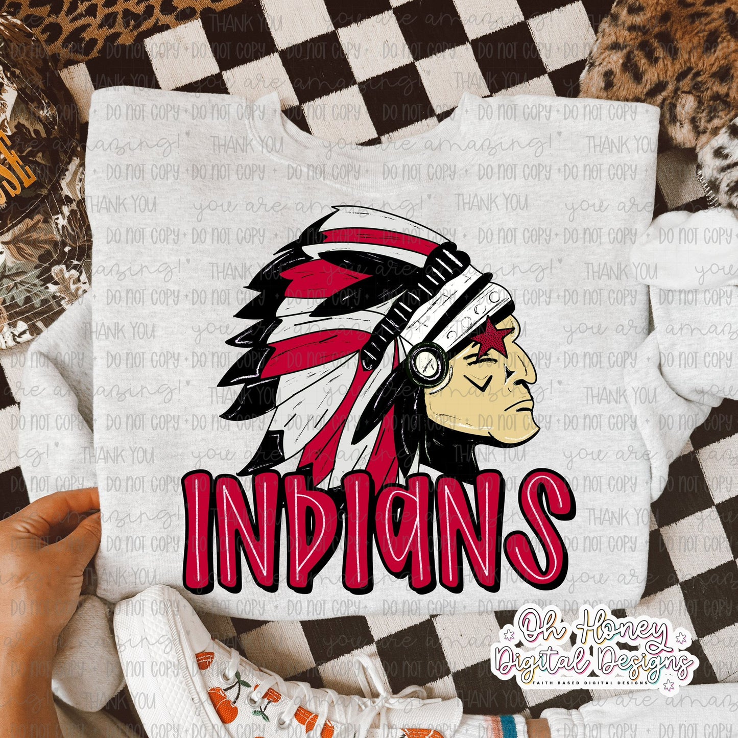 Red & Black Indians - Mascot - PNG JUNE 2025