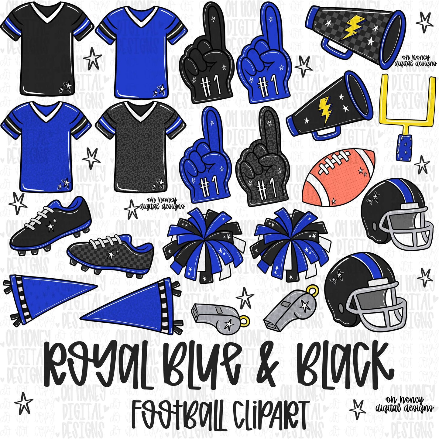 Royal Blue & Black Football Clipart