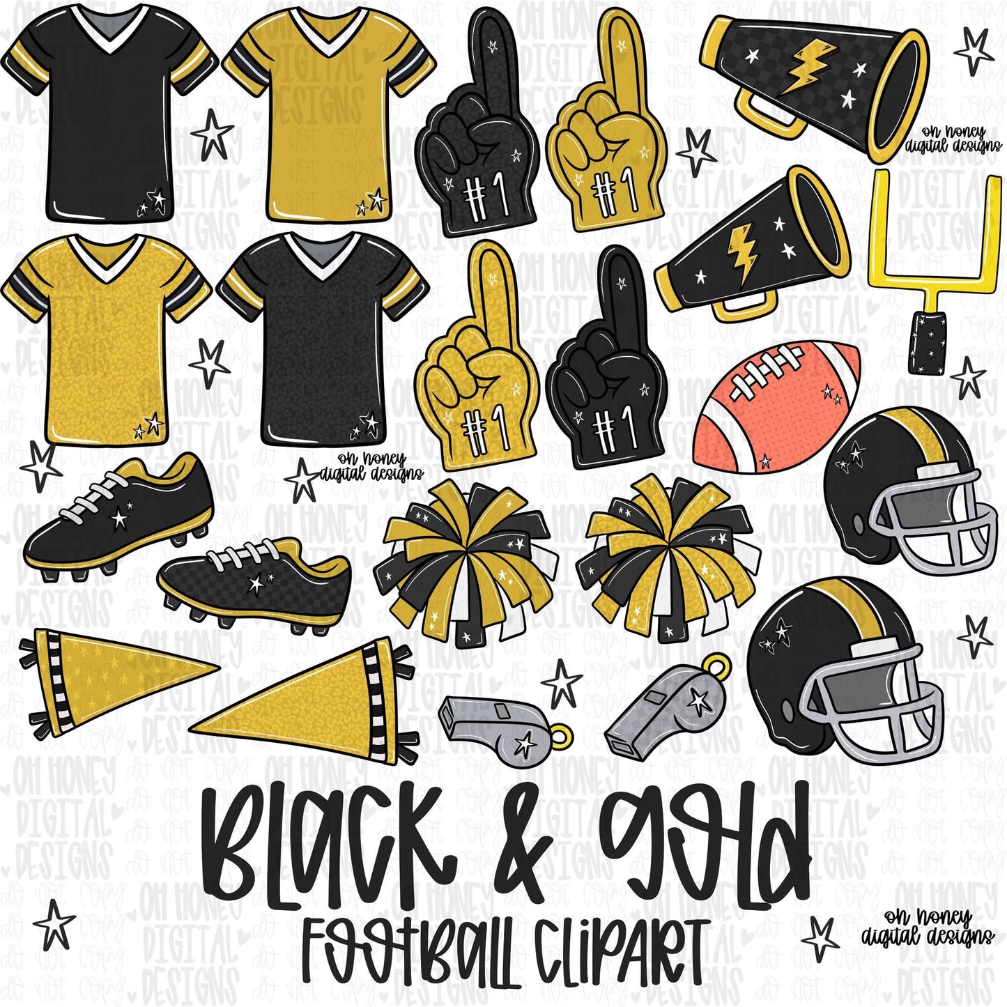 Black & Gold Football Clipart