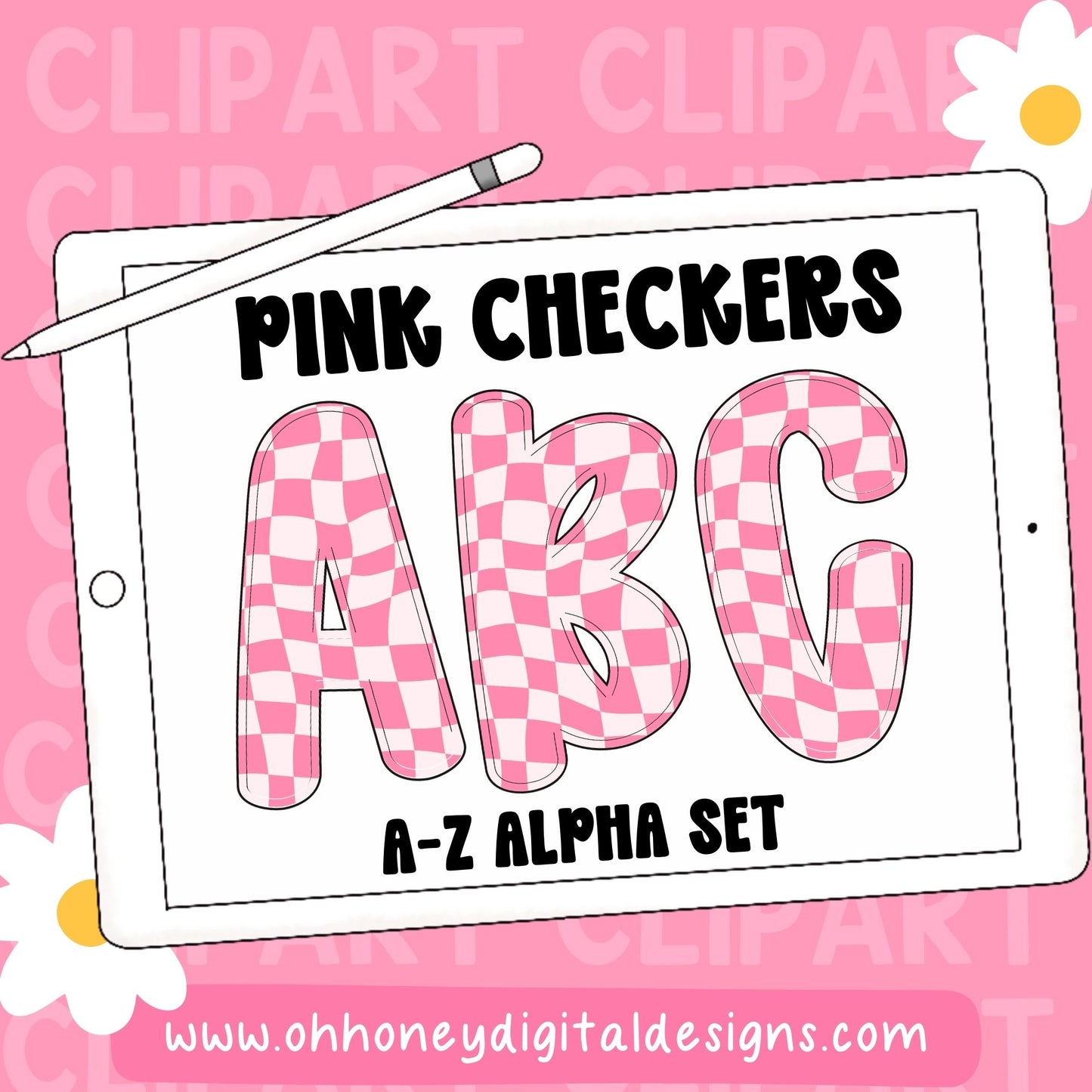Pink Checkers Alphabet Set