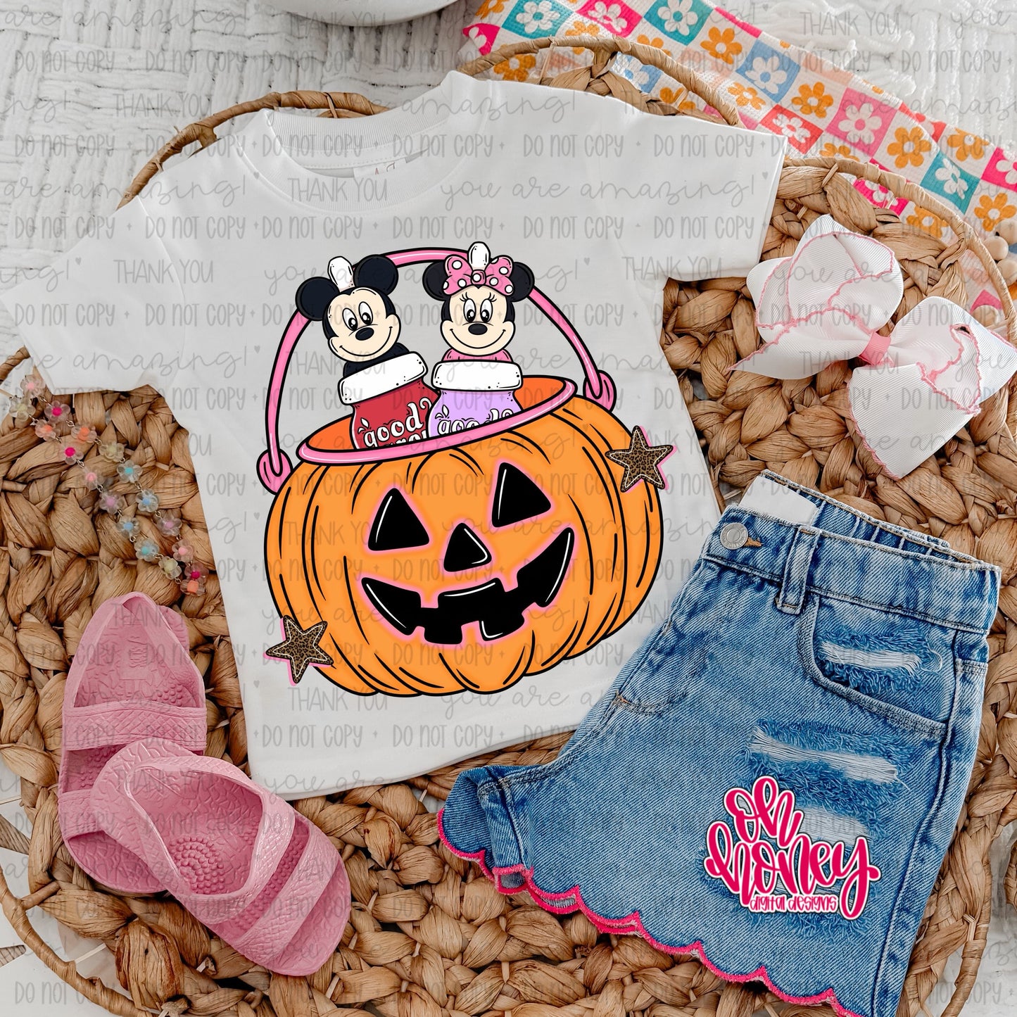 Mice Pink Pumpkin Bucket