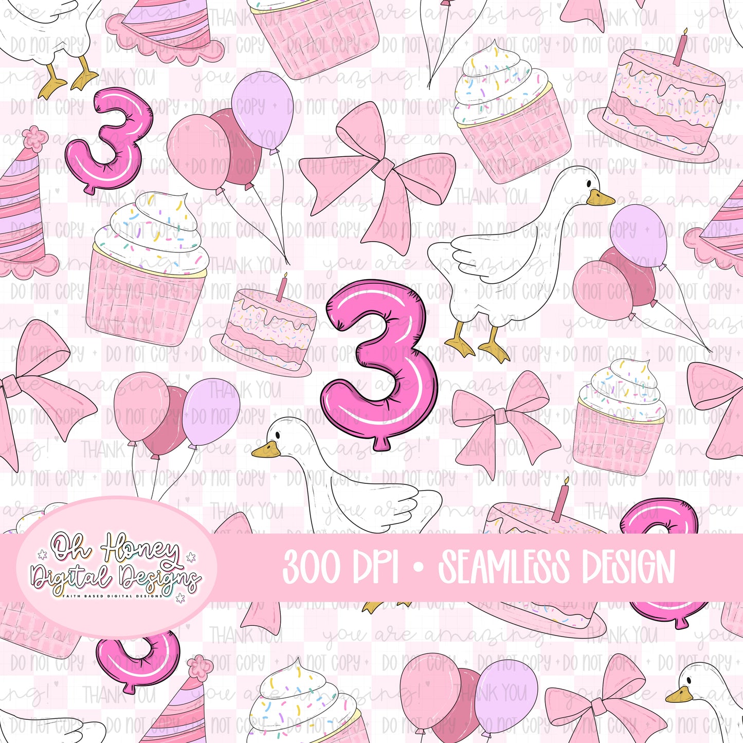 Silly Goose Birthday - PINK #3 - SEAMLESS
