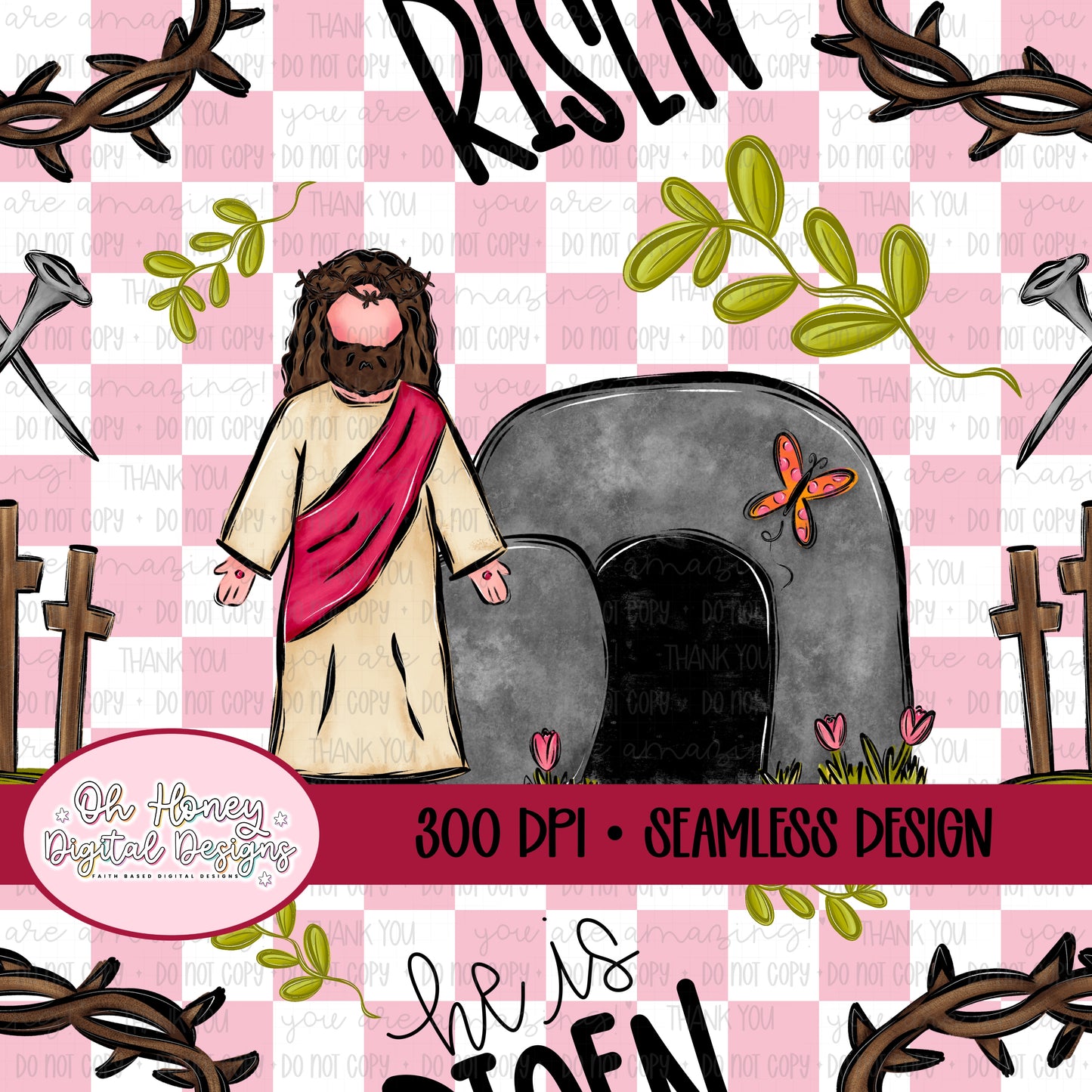 He is Risen Pink - SEAMLESS