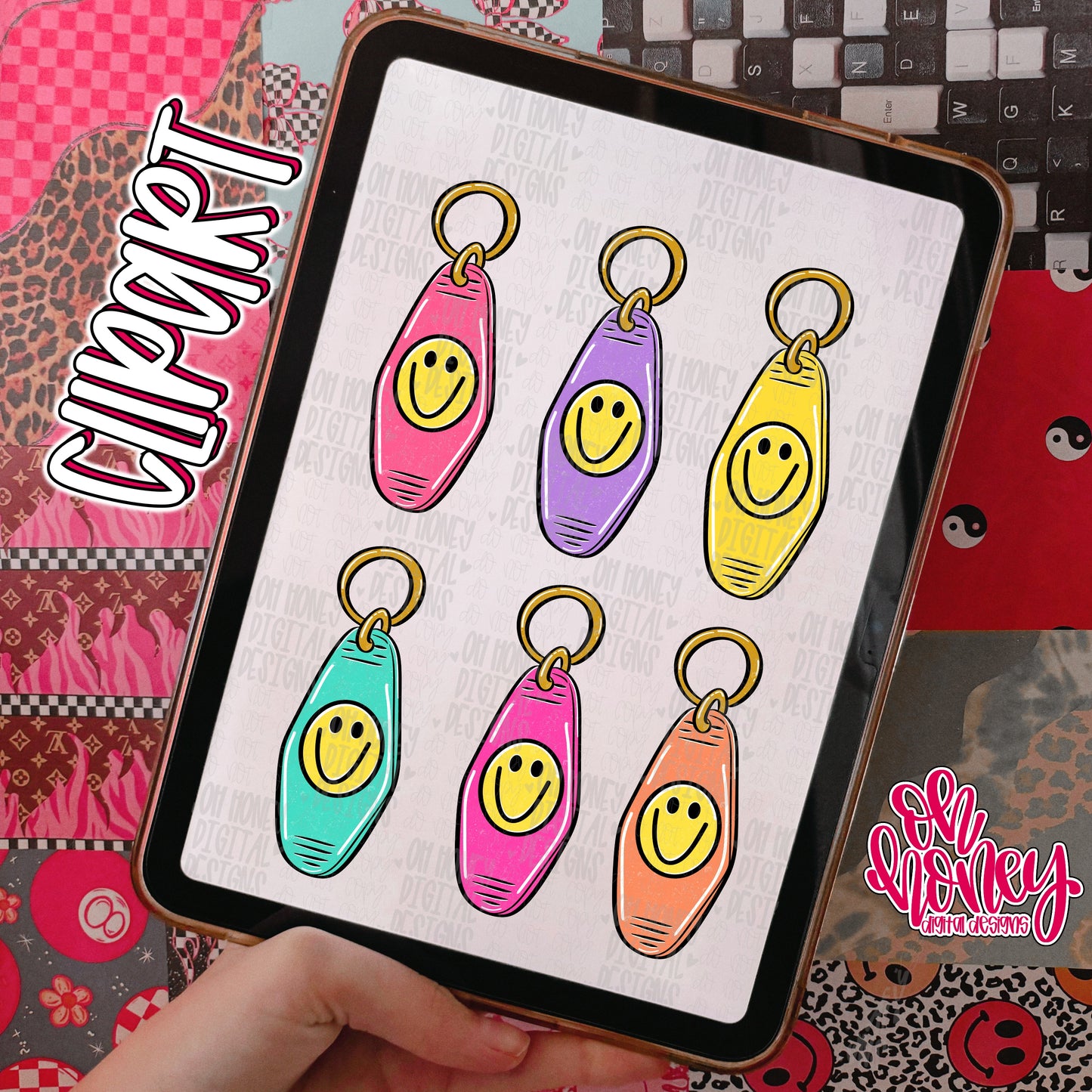 Happy Motel Keychain Clipart
