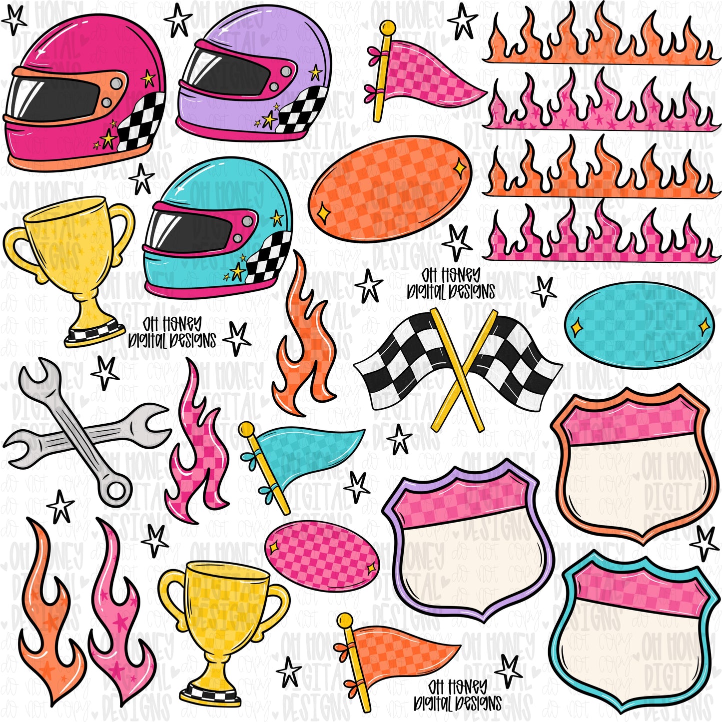 Preppy Colors Racing Clipart