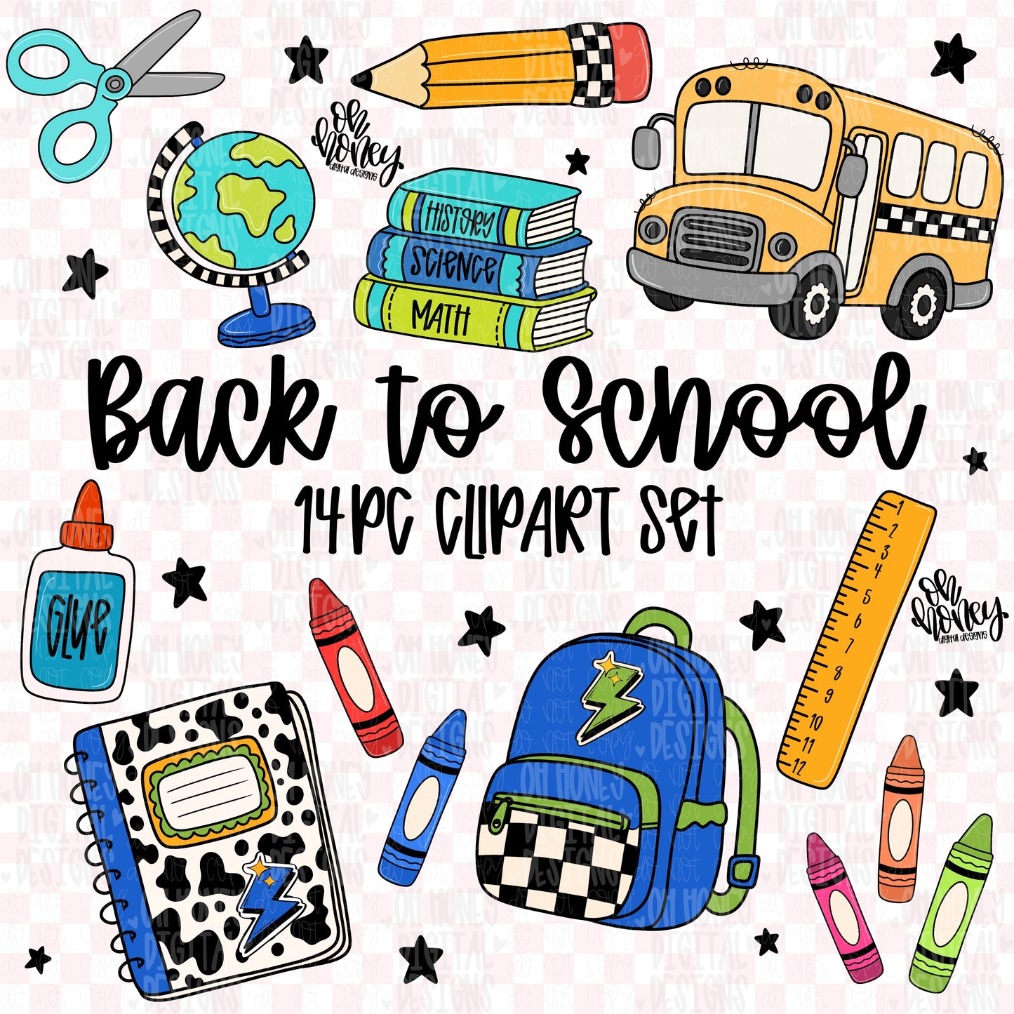 Back to School 14pc Clipart