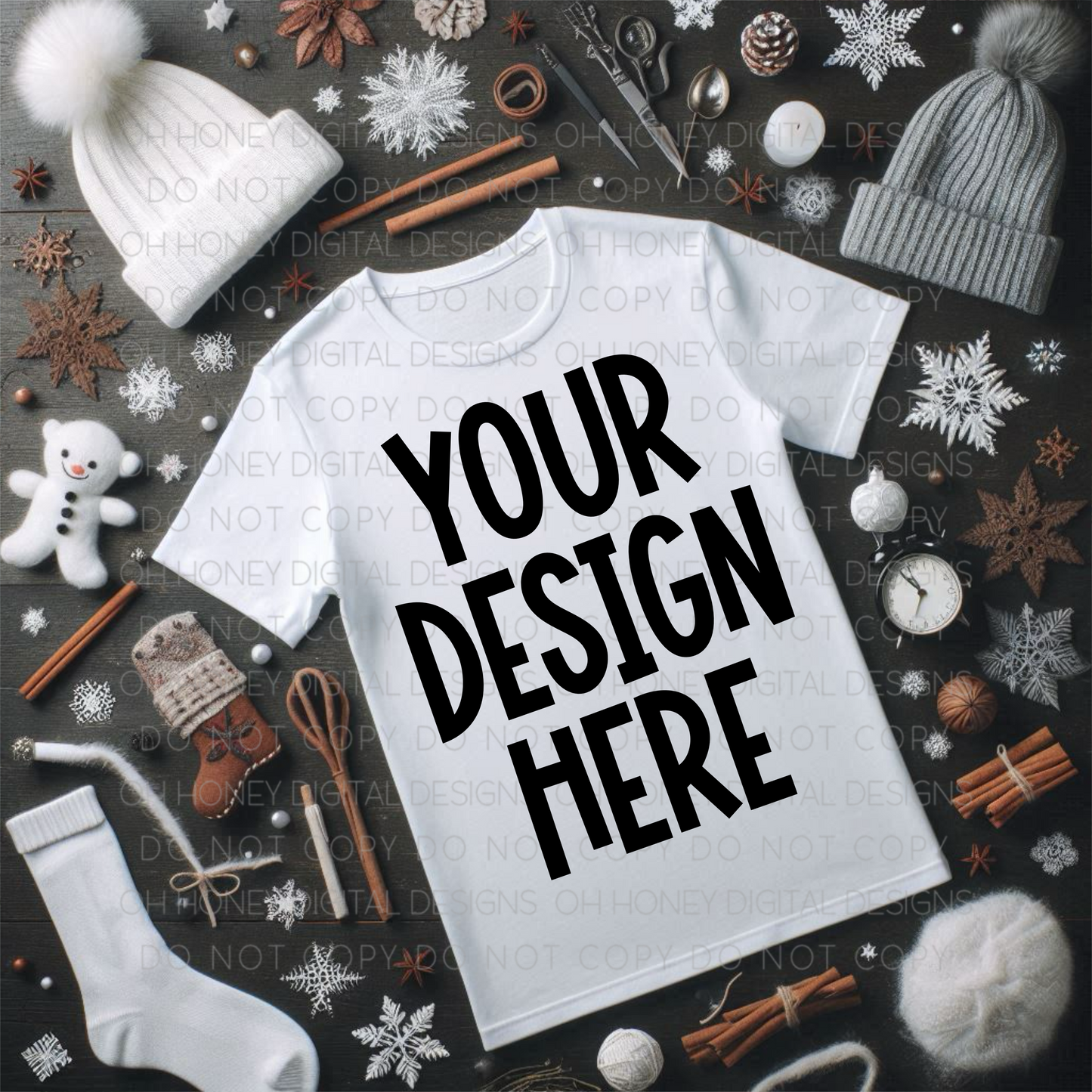 Unbranded White T-Shirt Winter Mockup