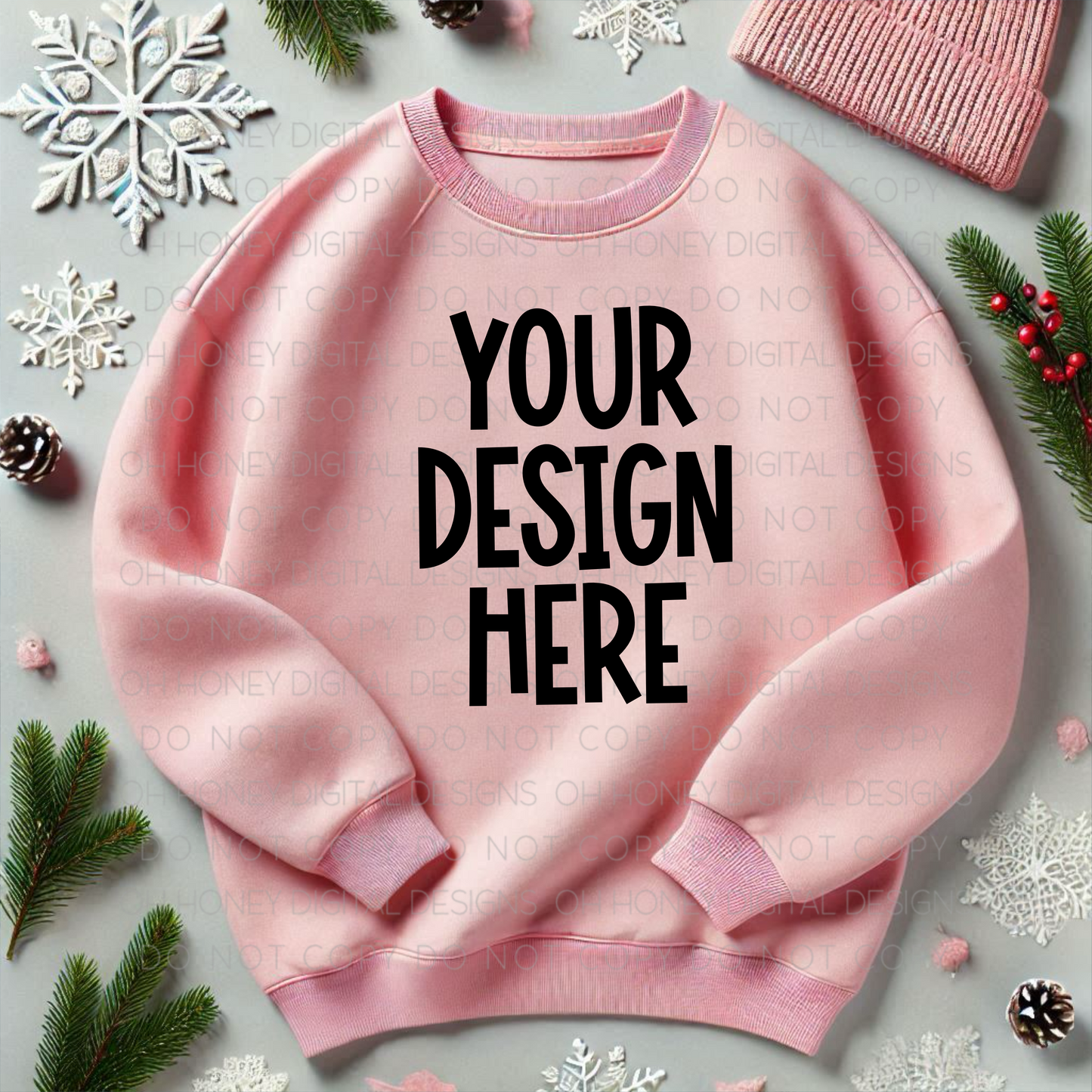 Unbranded Pink SweatshirtWinter Mockup