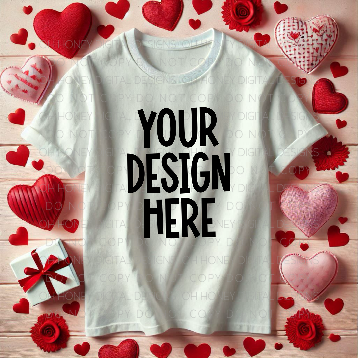 Unbranded White T-Shirt Valentines Mockup