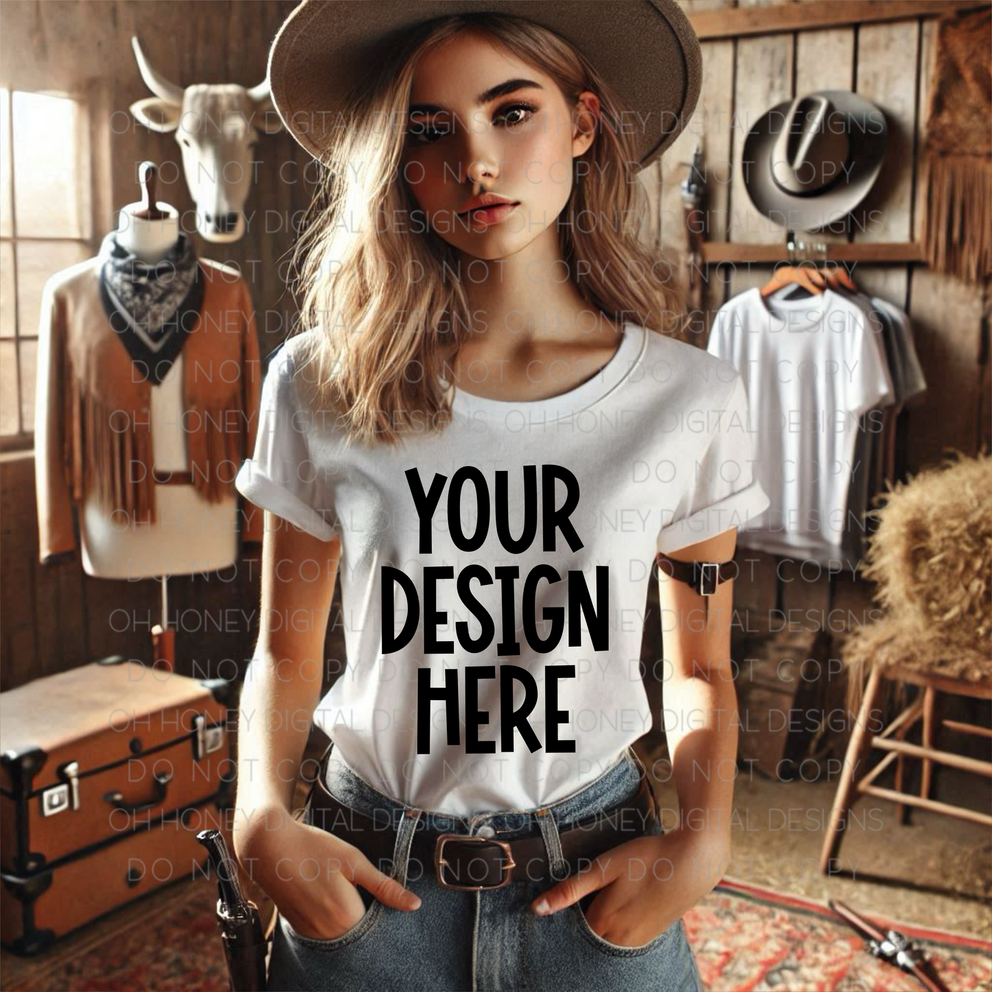 Unbranded White T-Shirt Country Mockup