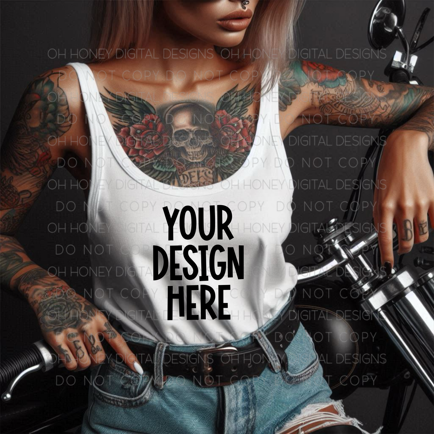 Unbranded White Tank Top - Tattoos - Mockup