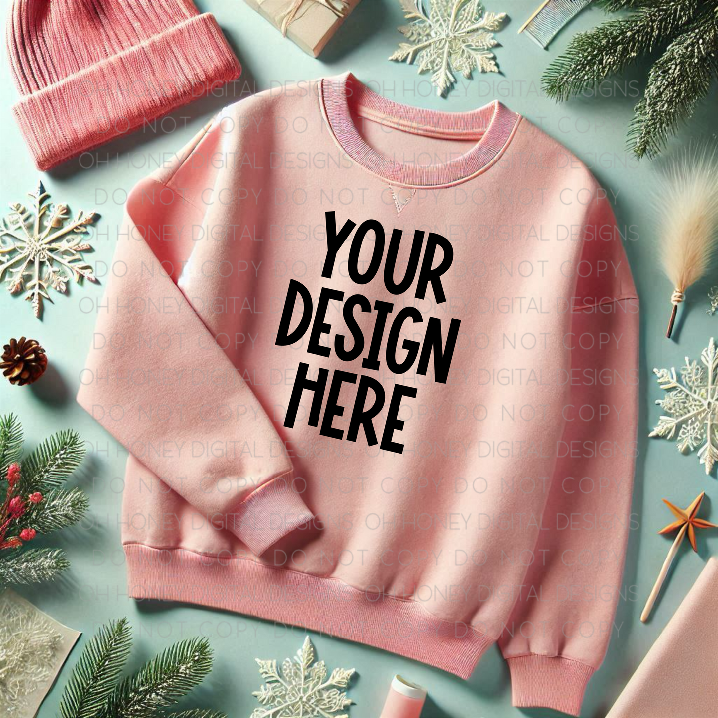 Unbranded Pink Sweatshirt Winter Mockup