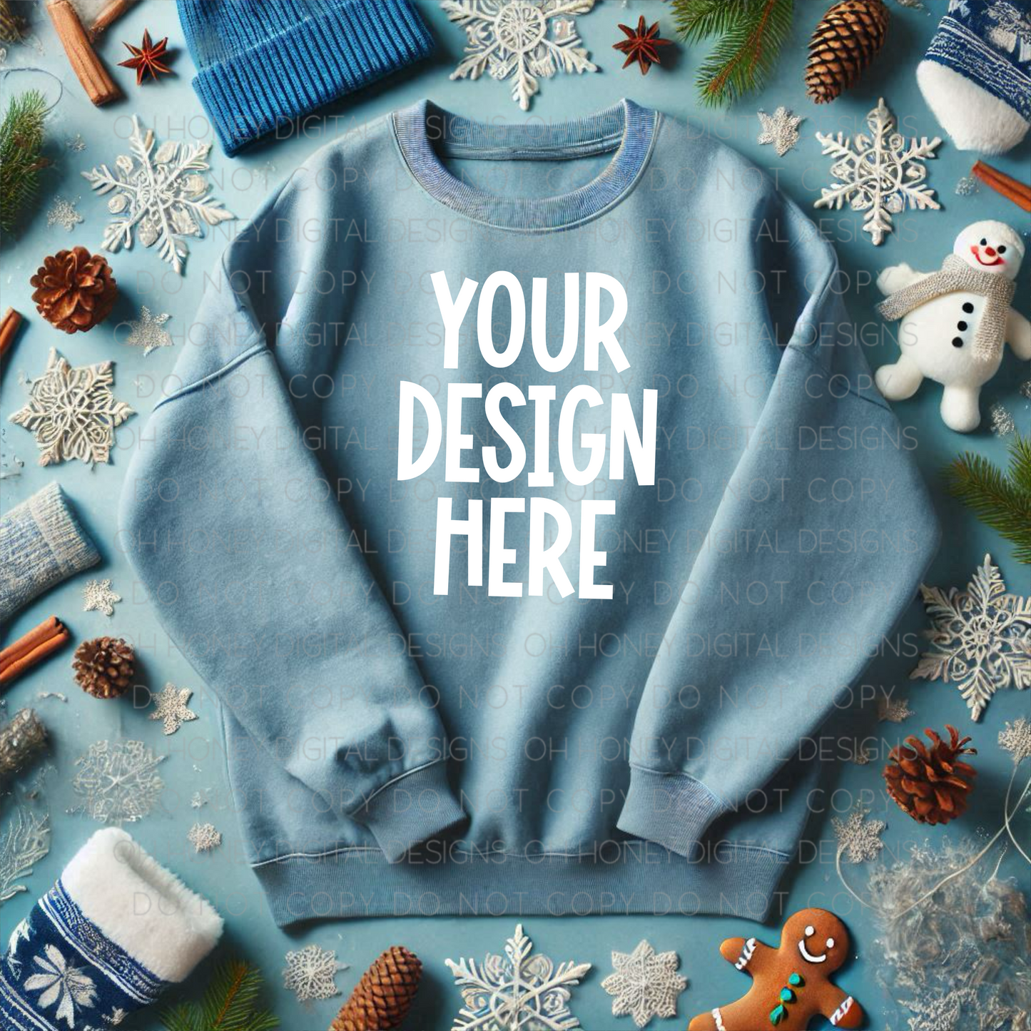 Unbranded Light Blue Sweatshirt - Winter Mockup