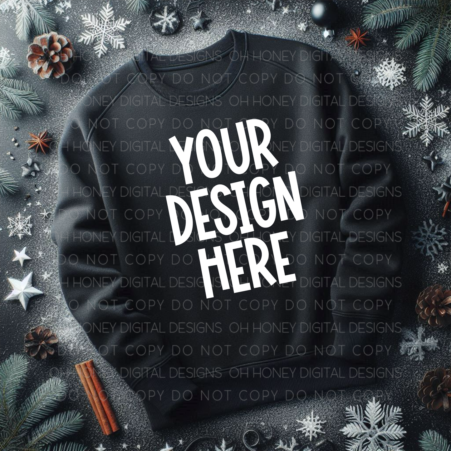Unbranded Black Sweatshirt Winter Mockup