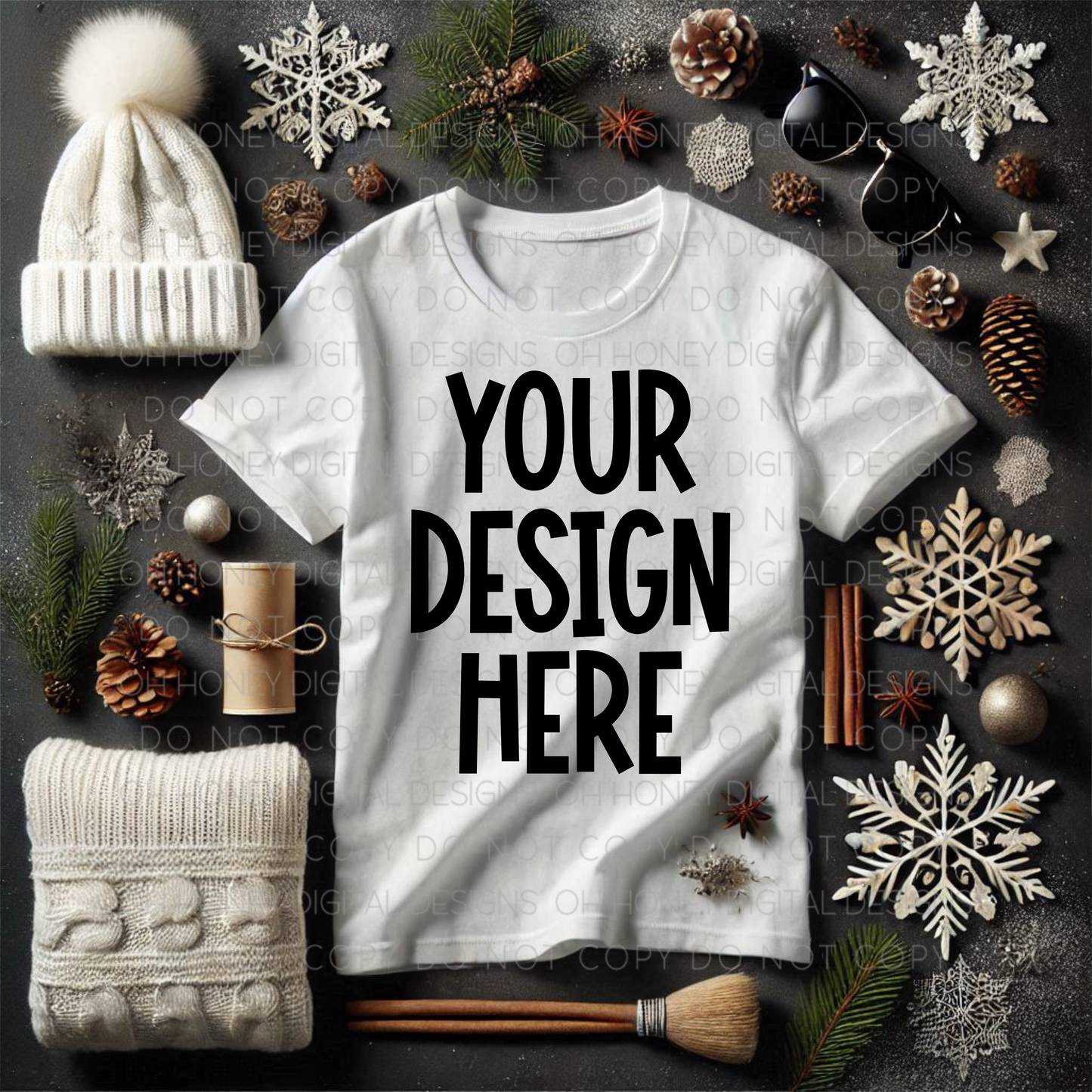 Unbranded White T-shirt Winter Mockup