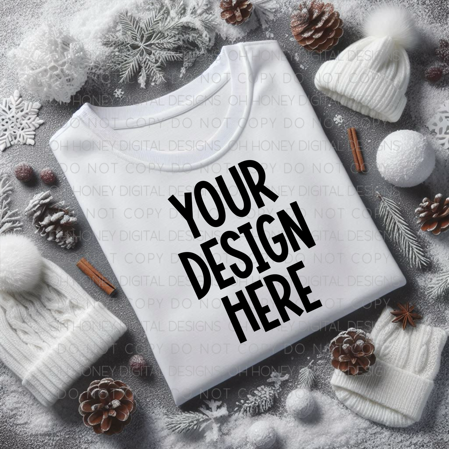 Unbranded White T-Shirt Winter Mockup