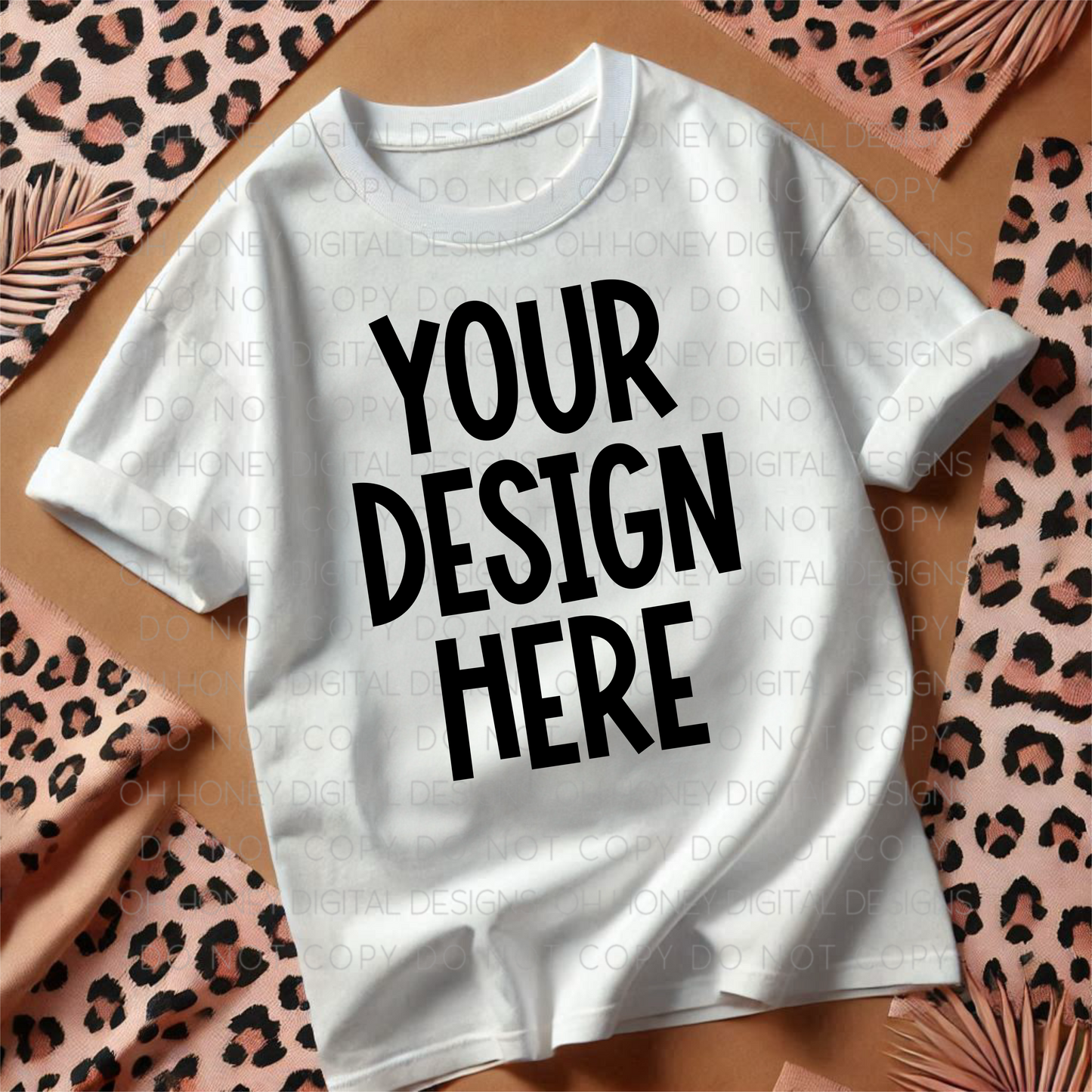 Unbranded White T-Shirt Leopard Mockup