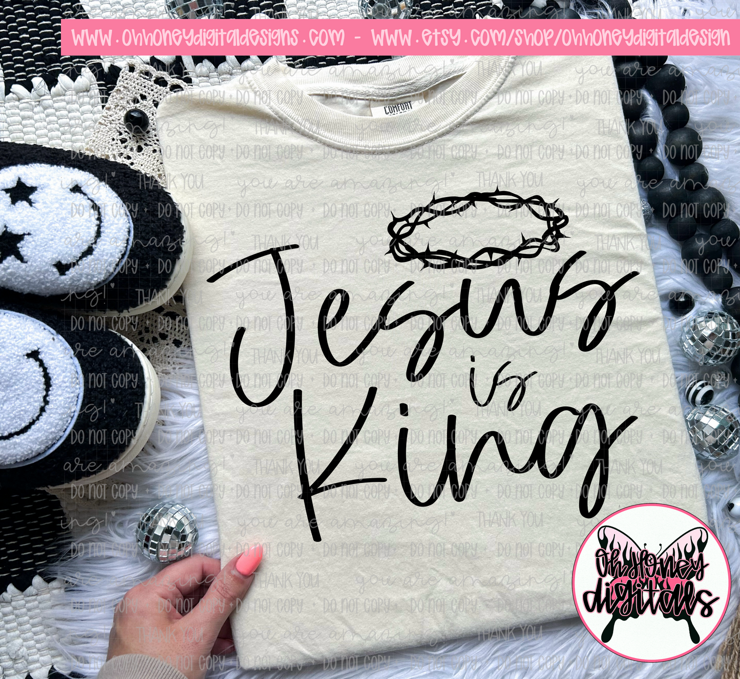 Jesus is King - Crown - Black & White Version Included - PNG FEBRUARY 2025