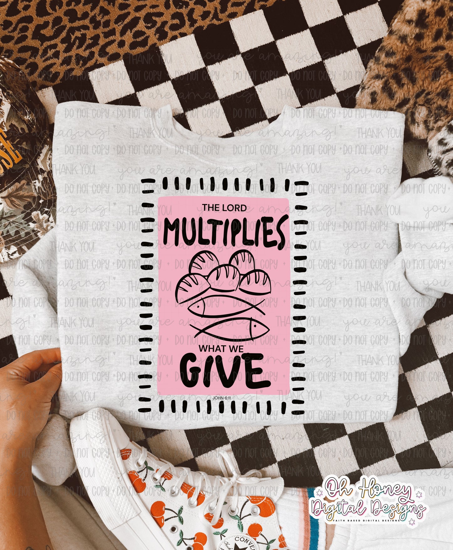 The Lord Multiplies What We Give - black/pink - PNG - JULY 2025