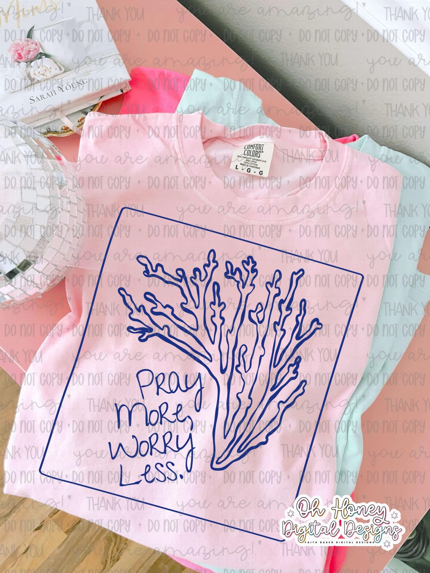 Pray More, Worry Less - Blue - PNG - JULY 2025