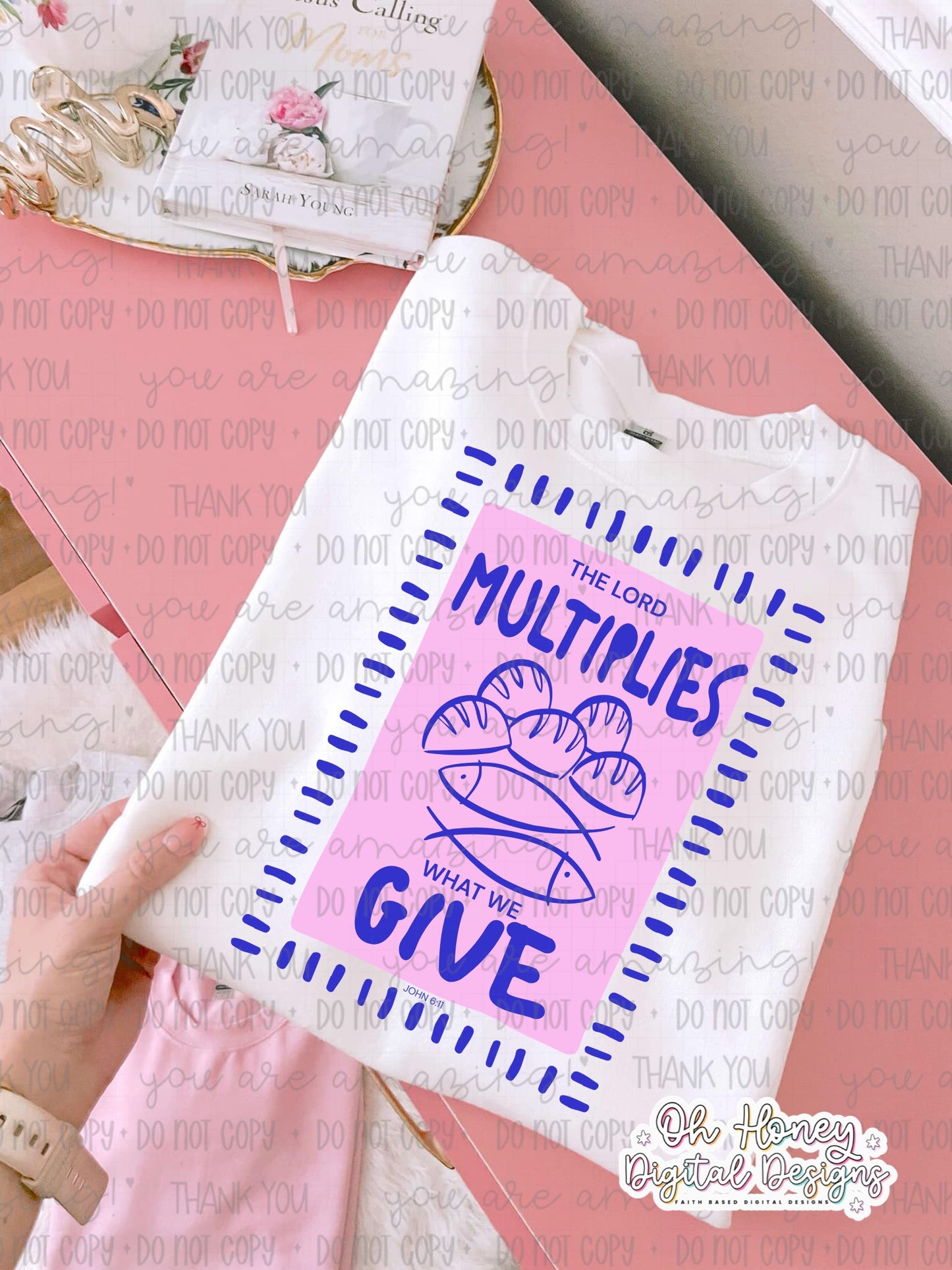 The Lord Multiplies What We Give - blue/pink - PNG - JULY 2025