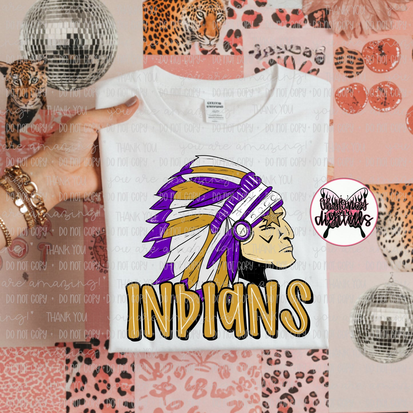 Indians Purple, Gold & White - Mascot - PNG MARCH 2025
