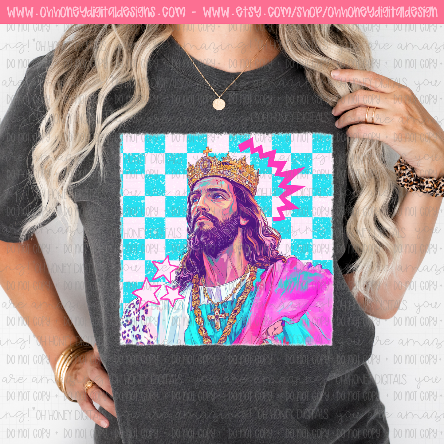 Jesus - Checkered Colorful - PNG March 2025