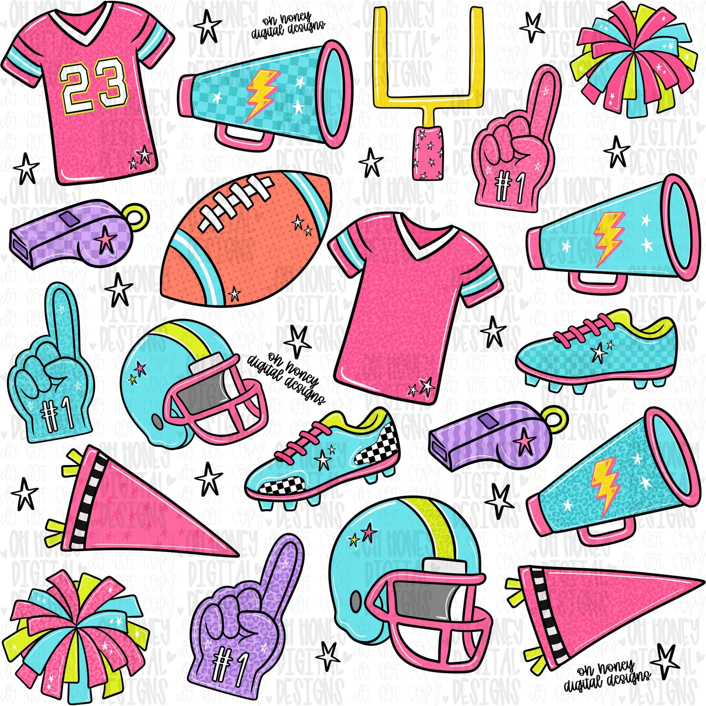 Preppy Colors Football Clipart