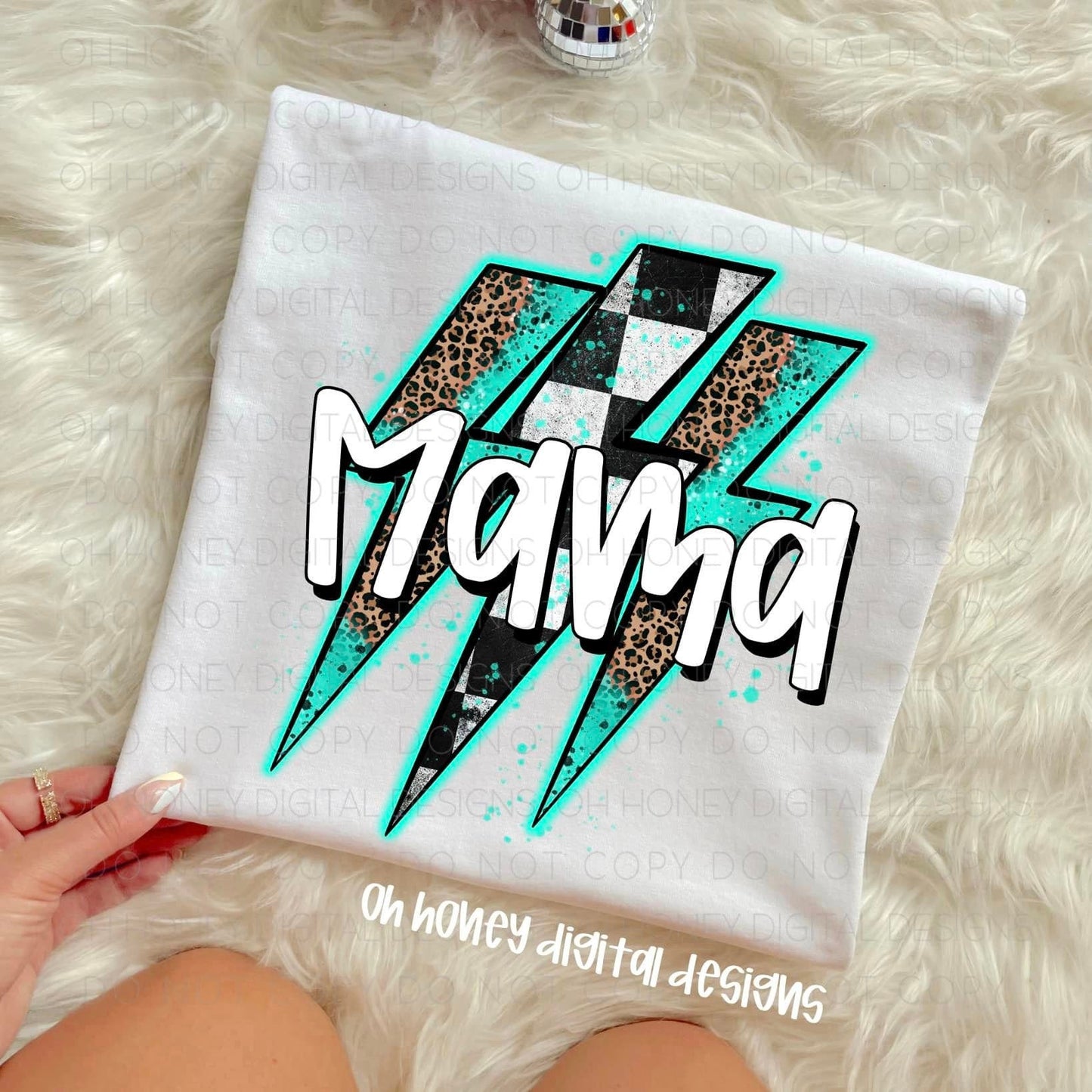 Mama Checkered Teal Cheetah PNG