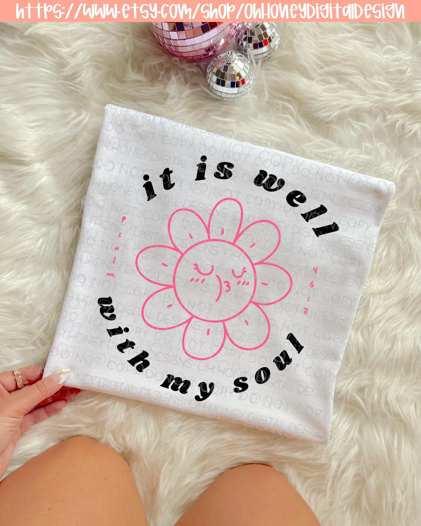 It Is Well With My Soul Pink PNG - Digital Design - Instant Download