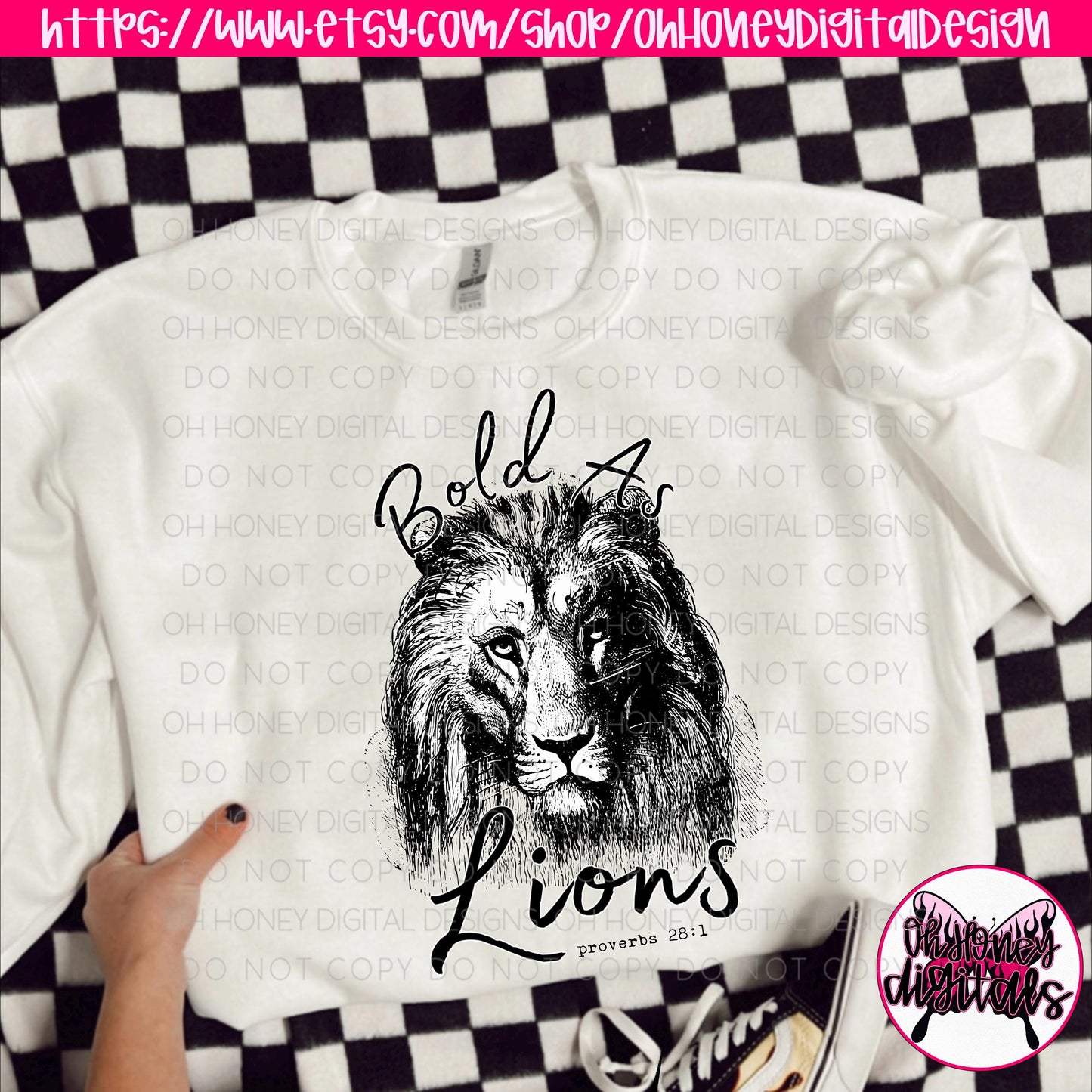 Bold As A Lion PNG - Digital Download - Instant Download - Christian Faith PNG File