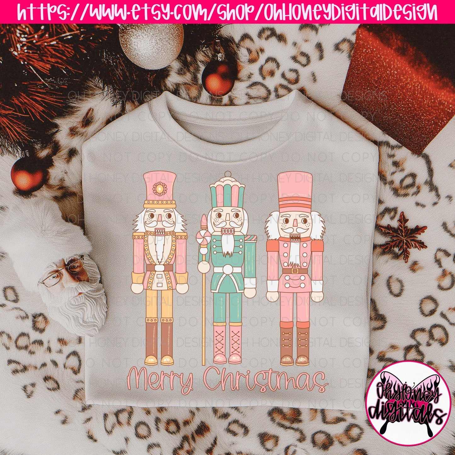 Merry Christmas Pink Nutcracker PNG Christmas
