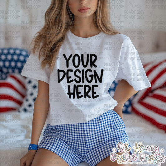Unbranded White T-Shirt - 4th of July - Mockup