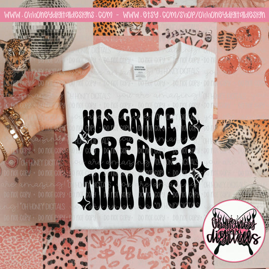 His Grace is Greater Than My Sin - Black & White Version Included - PNG MARCH 2025
