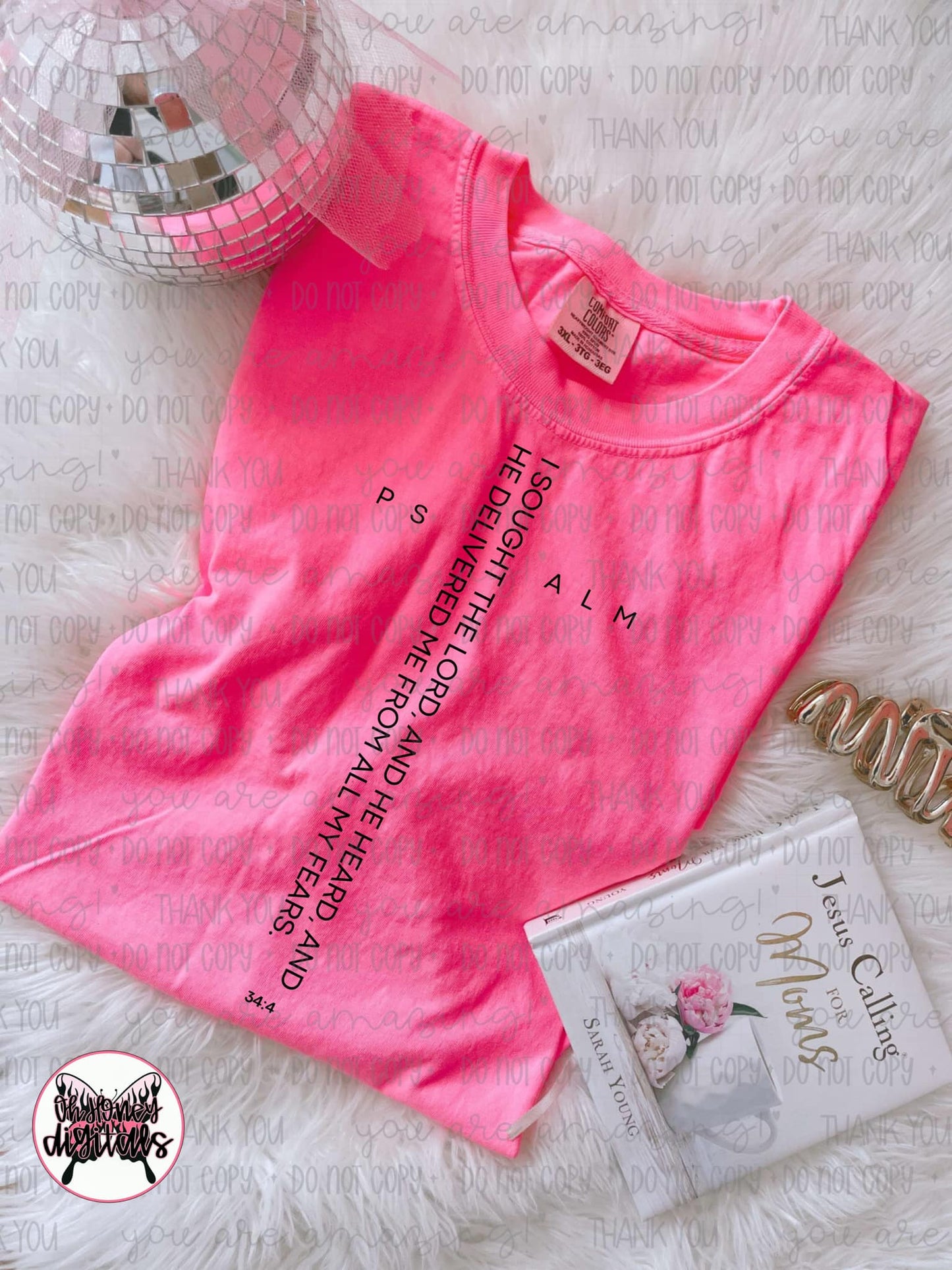 Psalm 34:4 - 2 PNGS - BLACK & WHITE INCLUDED -  PNG April 2025