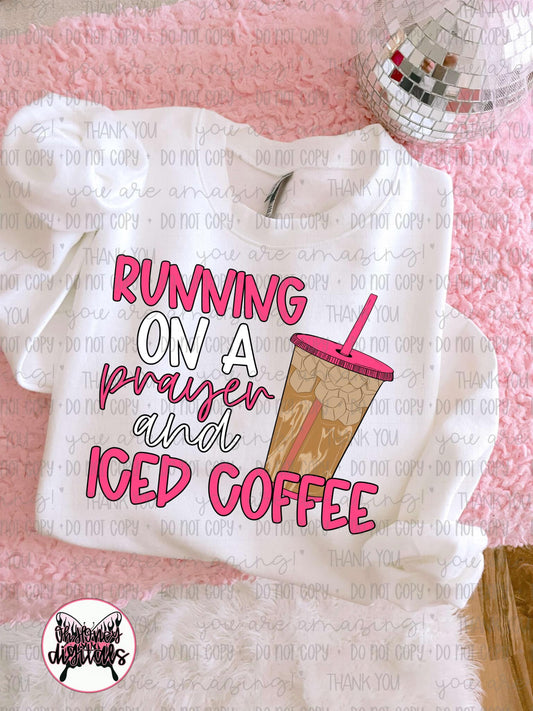 Running on a Prayer and Iced Coffee - Pink -  PNG April 2025