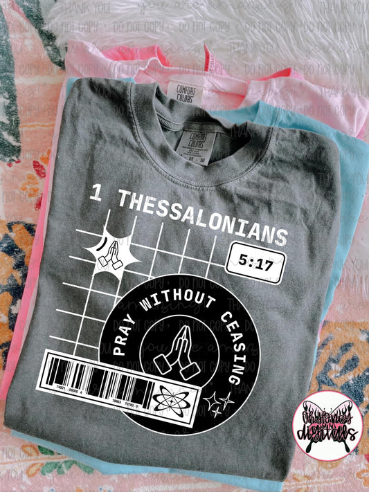 Pray Without Ceasing - White -  PNG April 2025