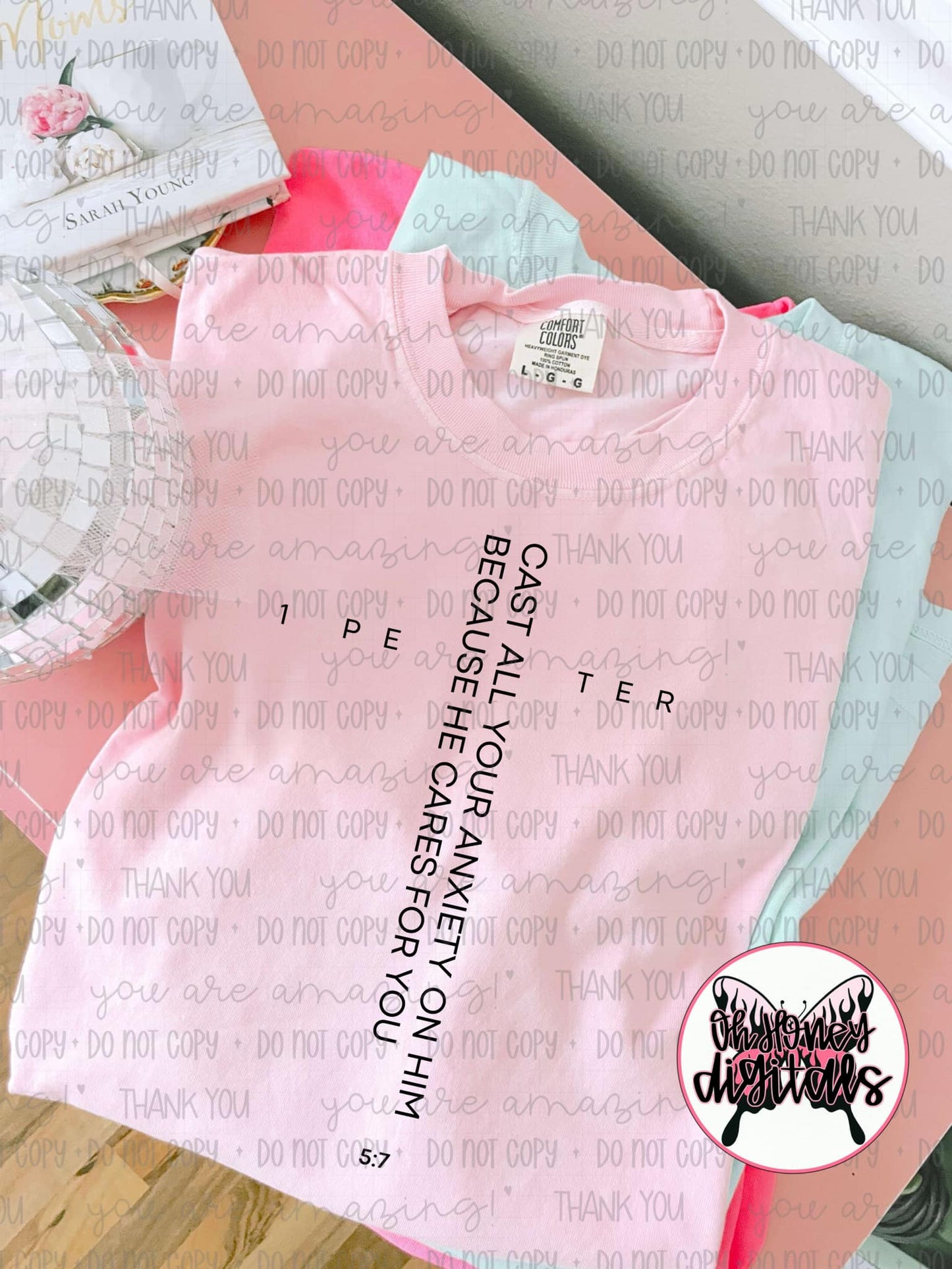 1 Peter 5:7 - 2 PNGS - BLACK & WHITE INCLUDED -  PNG April 2025