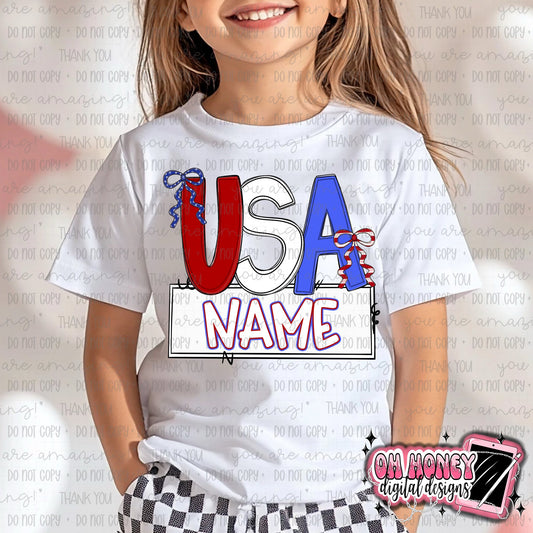 USA - With Bow - Name Template - PNG - JUNE 2025