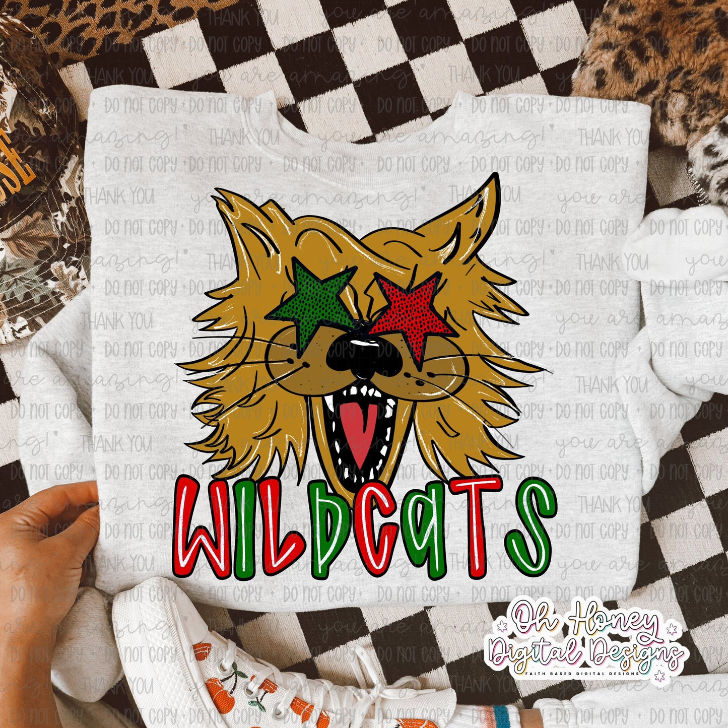 Red & Green Wildcats - Mascot - PNG JUNE 2025