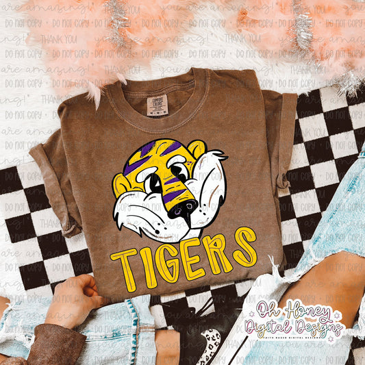 Yellow/Purple Tigers - Mascot - PNG JUNE 2025