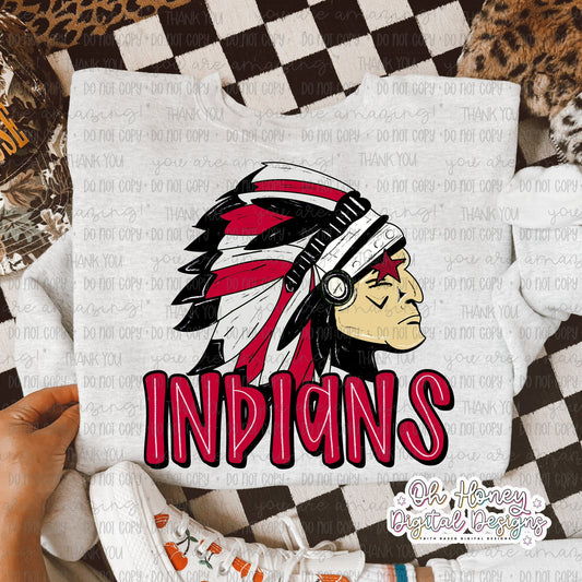 Red & Black Indians - Mascot - PNG JUNE 2025