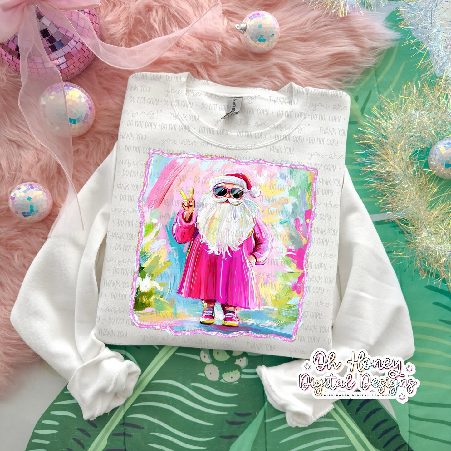 Pink Santa Peace Sign - PNG - NOVEMBER 2025