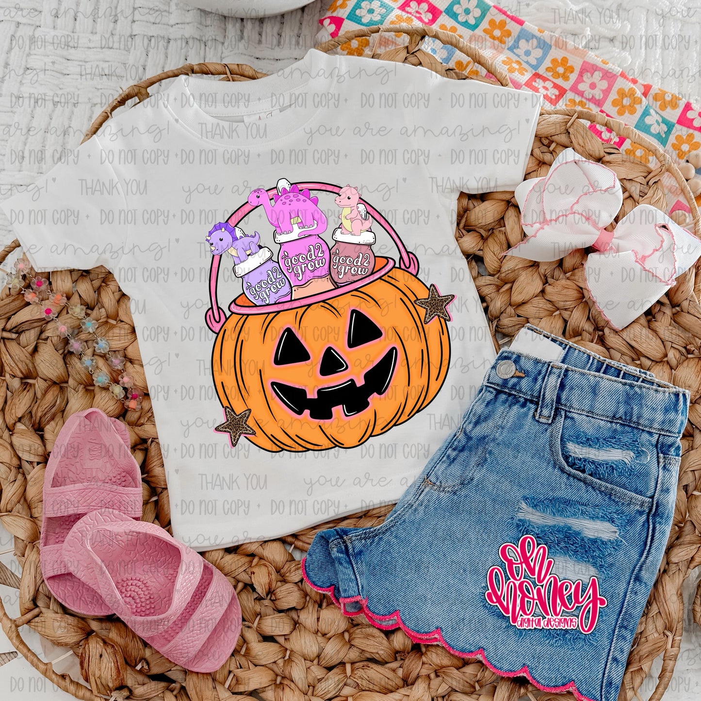 Dinos Pink Pumpkin Bucket