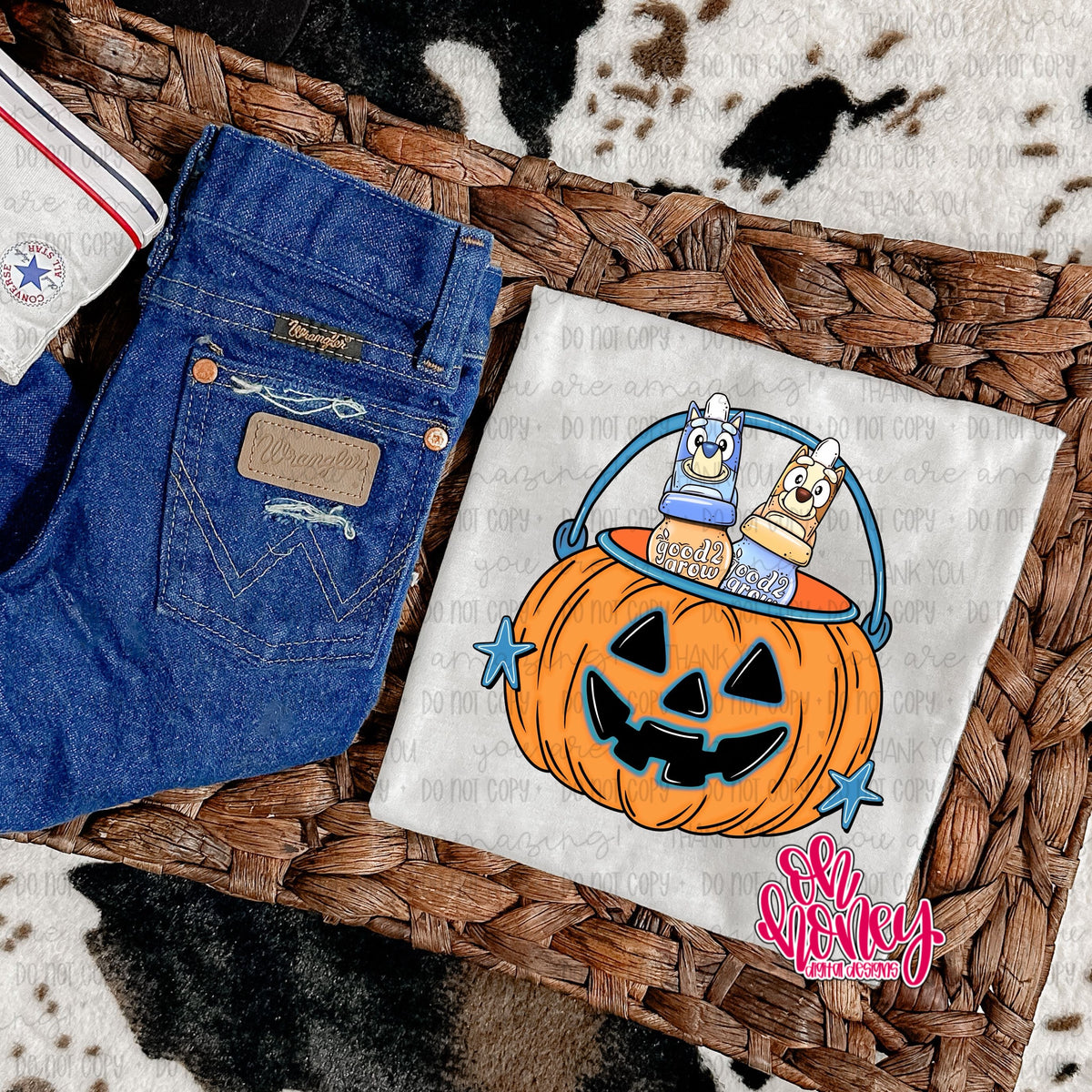 Blue Dog Pumpkin Bucket