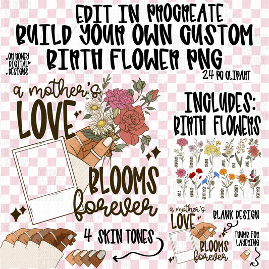 24pc Design Template + Flower Clipart - A Mother’s Love Blooms Forever
